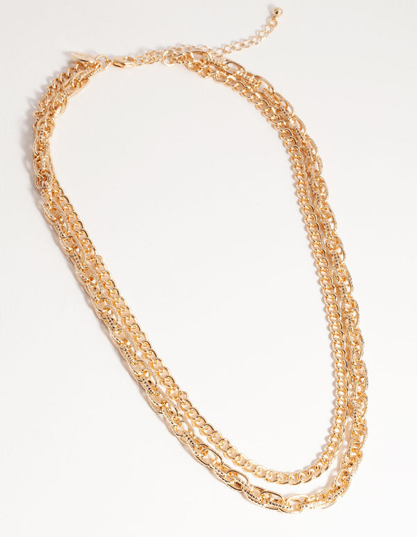 Gold Short Layered Cupchain Necklace