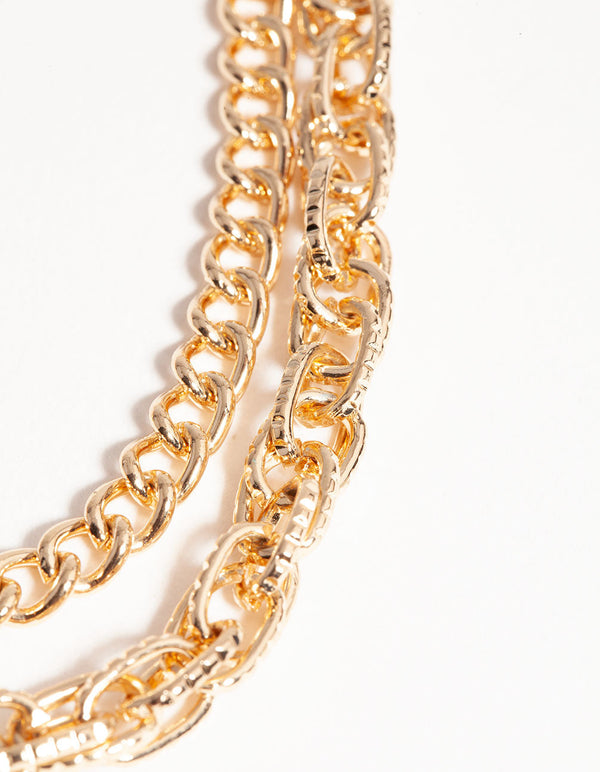 Gold Short Layered Cupchain Necklace
