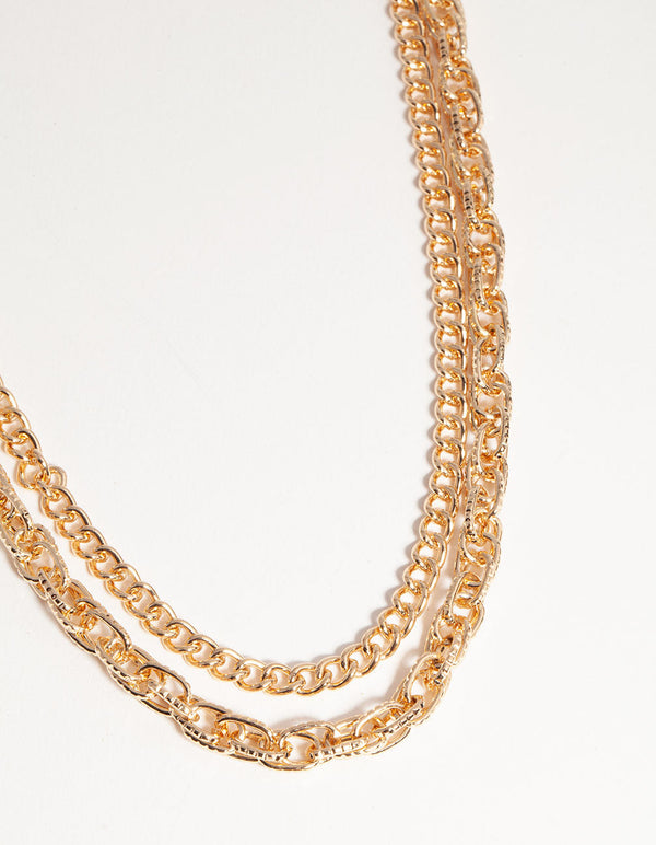 Gold Short Layered Cupchain Necklace