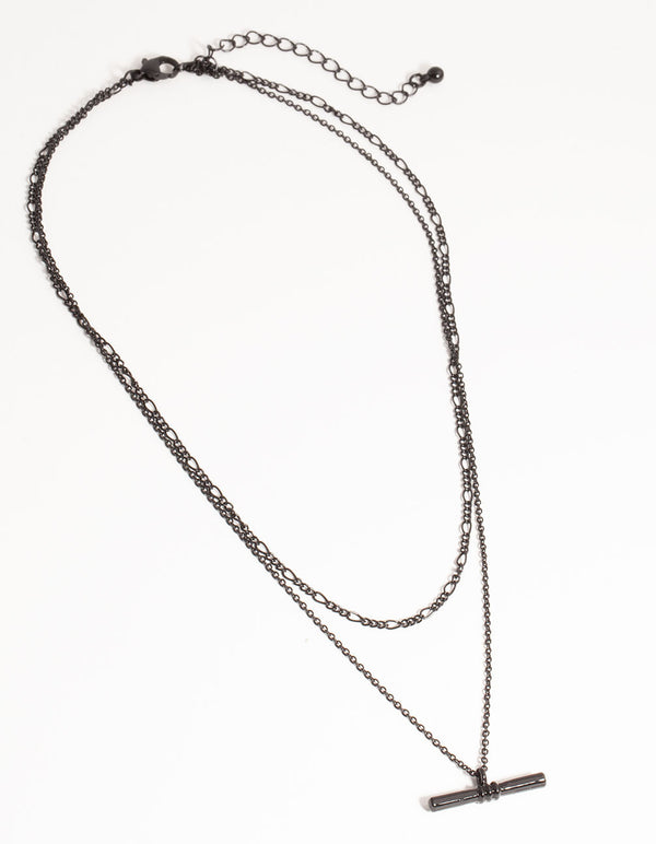 Matte Black Short Fine 2-Row Necklace