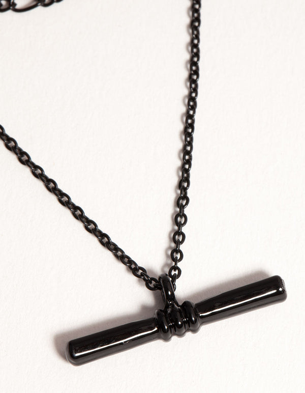 Matte Black Short Fine 2-Row Necklace