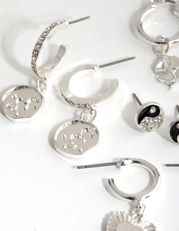 Silver Lucky Motifs 6-Pack Earring