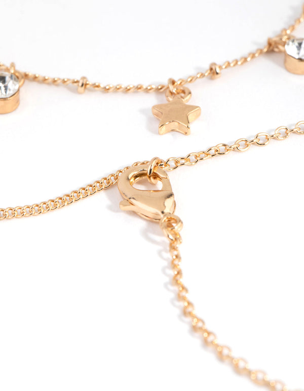 Gold Peace Heart 4-Pack Bracelets and Anklets