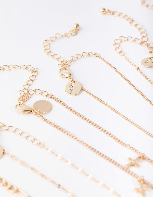 Naszyjnik choker z krzyżem złotym (7 sztuk)