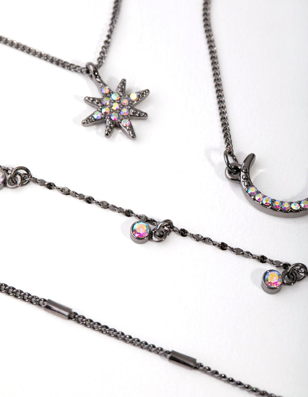 Gunmetal Star and Moon 4-Pack Bracelet and Anklet Pack