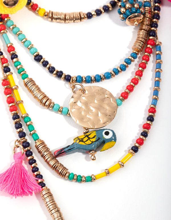 Gold Bead and Coin Long Necklace