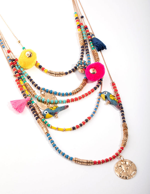 Gold Bead and Coin Long Necklace
