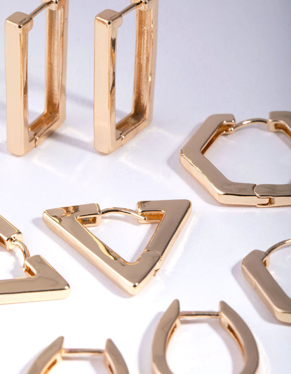 Gold Statement Geometric 8-Pack Earring