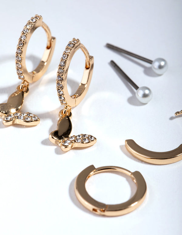 Gold Butterfly Stack Pack Earring