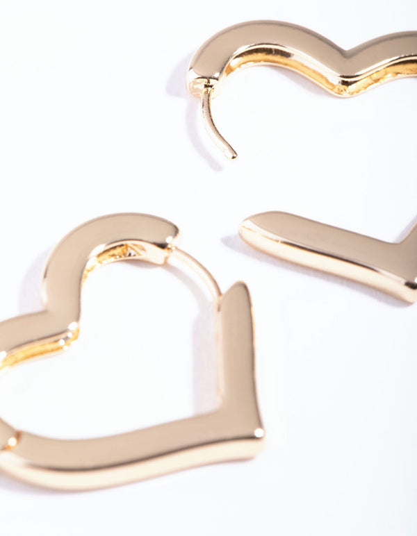 Gold Large Heart Huggie Earrings