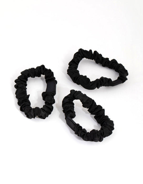 Black Miniature Silk Scrunchie 3-Pack