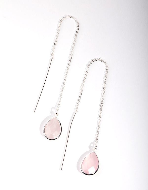 Real Silver Plated Thread Through Semi-Precious Earrings