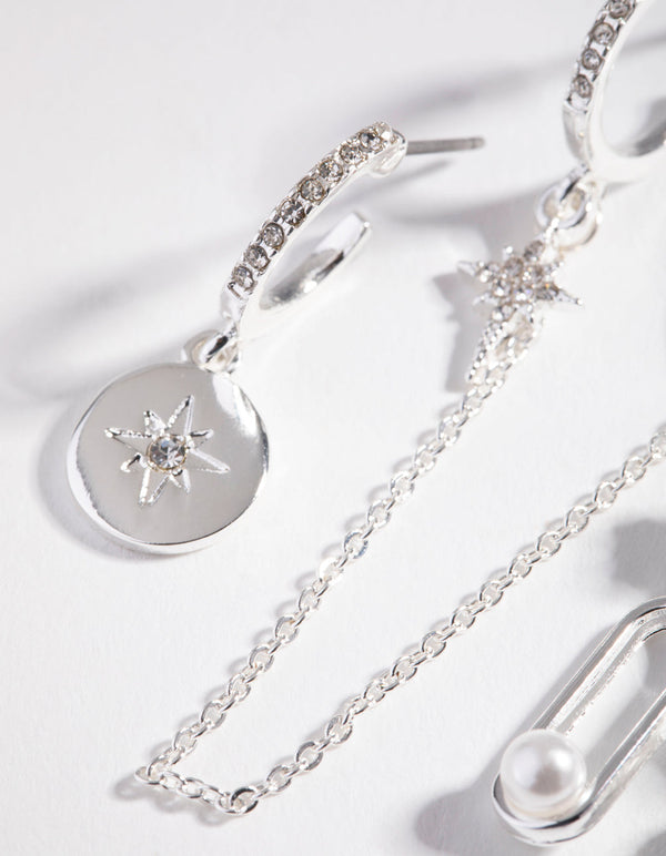 Real Silver Plated Mini Star Earrings