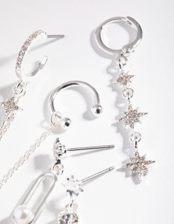 Real Silver Plated Mini Star Earrings