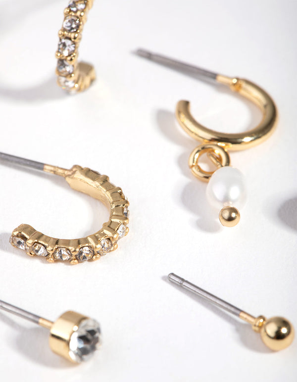 Gold Mixed Freshwater Pearl 6-Pack Earring