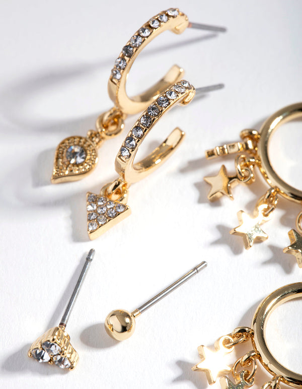 Real Gold Plated Mini Star Huggie Earrings