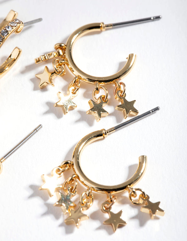 Real Gold Plated Mini Star Huggie Earrings