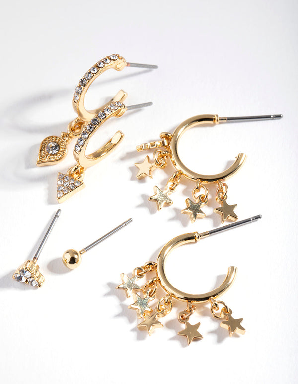Real Gold Plated Mini Star Huggie Earrings