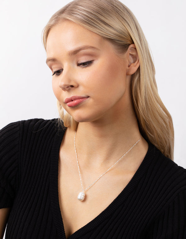 Real Silver Plated Freshwater Pearl Necklace