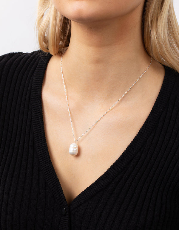 Real Silver Plated Freshwater Pearl Necklace