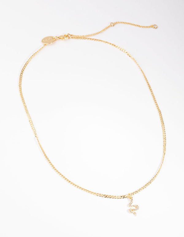 Real Gold Plated Diamante Snake Necklace