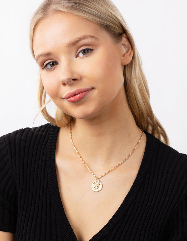 Real Gold Plated Coin and Hamsa Hand Necklace