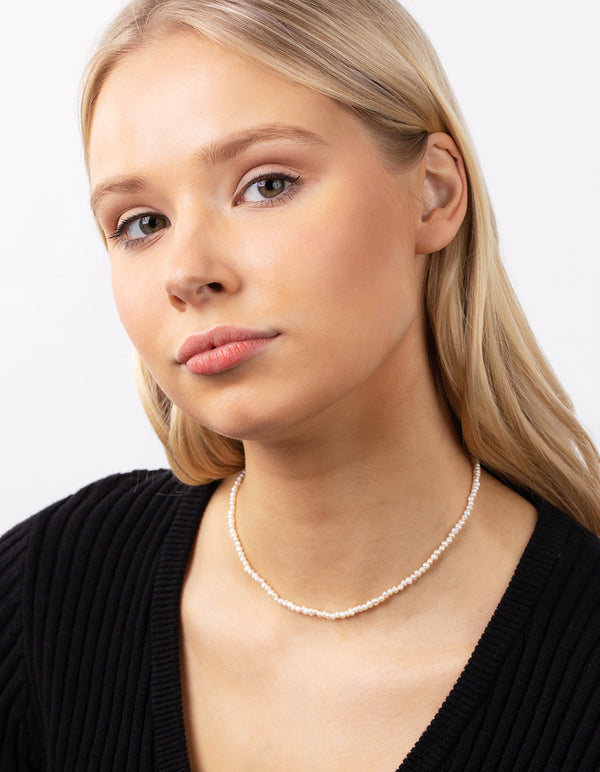 Real Gold Plated Single Row Freshwater Pearl Necklace