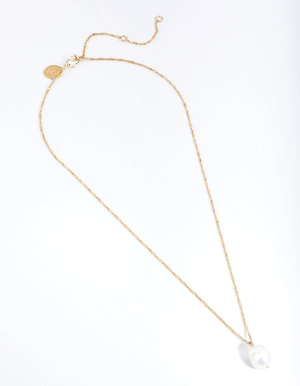 Real Gold Plated Single Freshwater Pearl Necklace