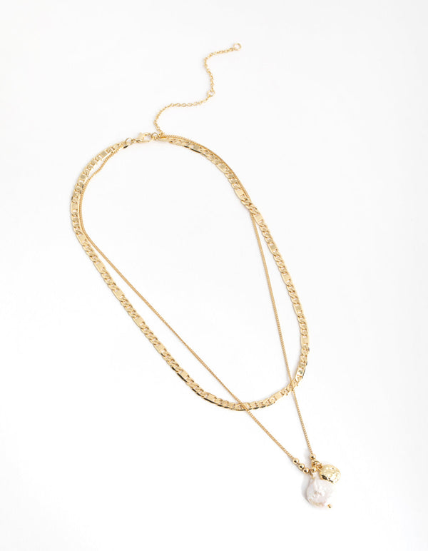 Real Gold Plated Large Freshwater Pearl Necklace