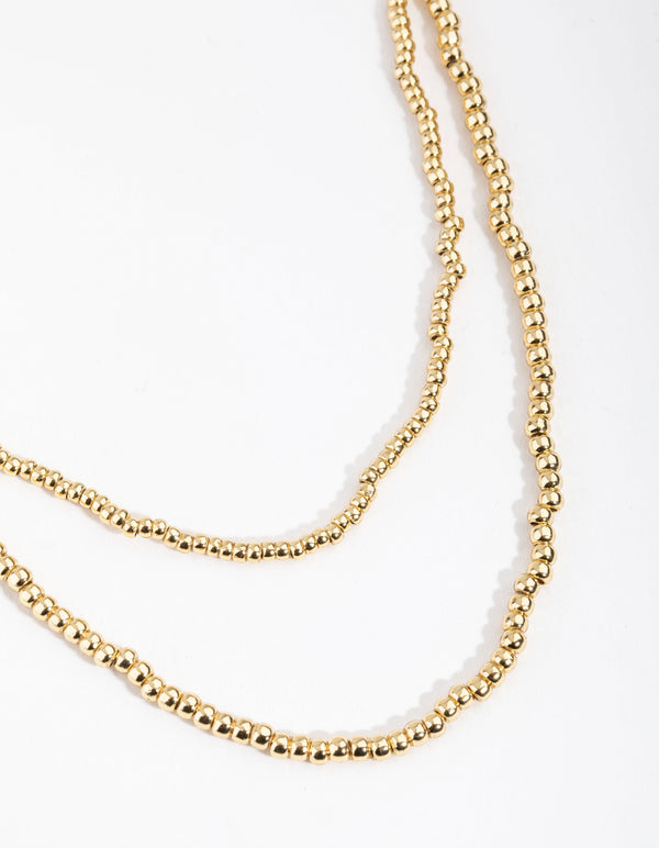 Real Gold Plated Double Bead Necklace