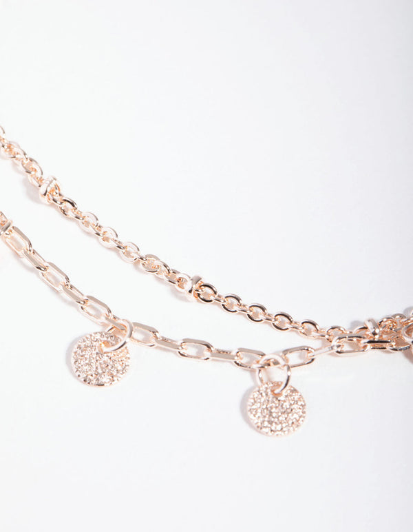 Real Rose Gold Plated Mini Disc Bracelet