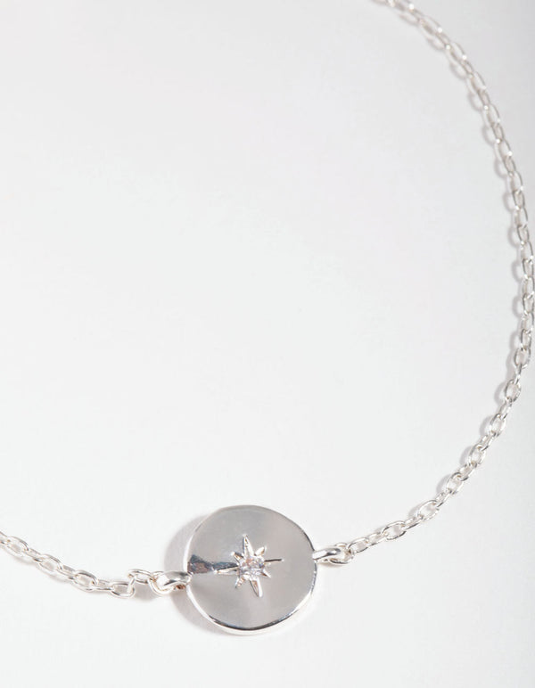 Real Silver Plated Starburst Disc Bracelet