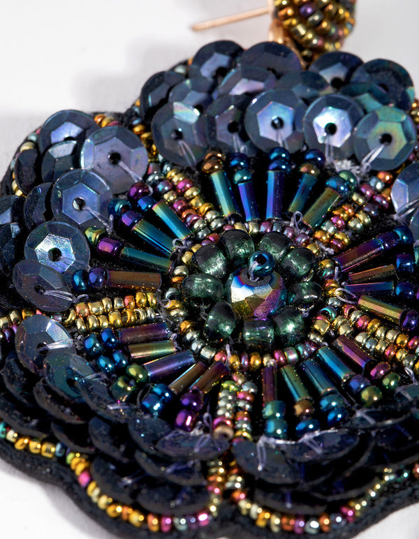Beaded Flower Drop Earrings