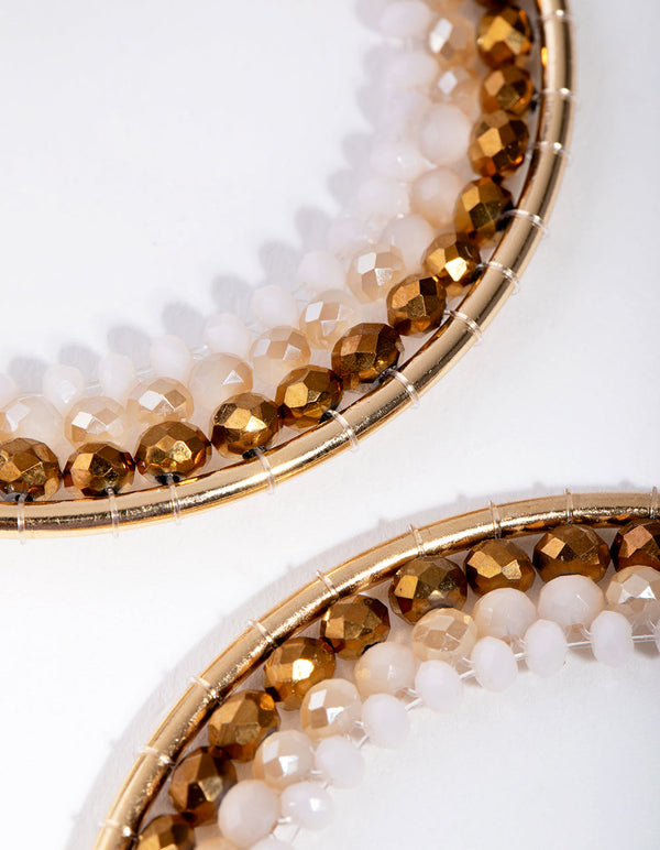 金色细刻面珠环状耳环