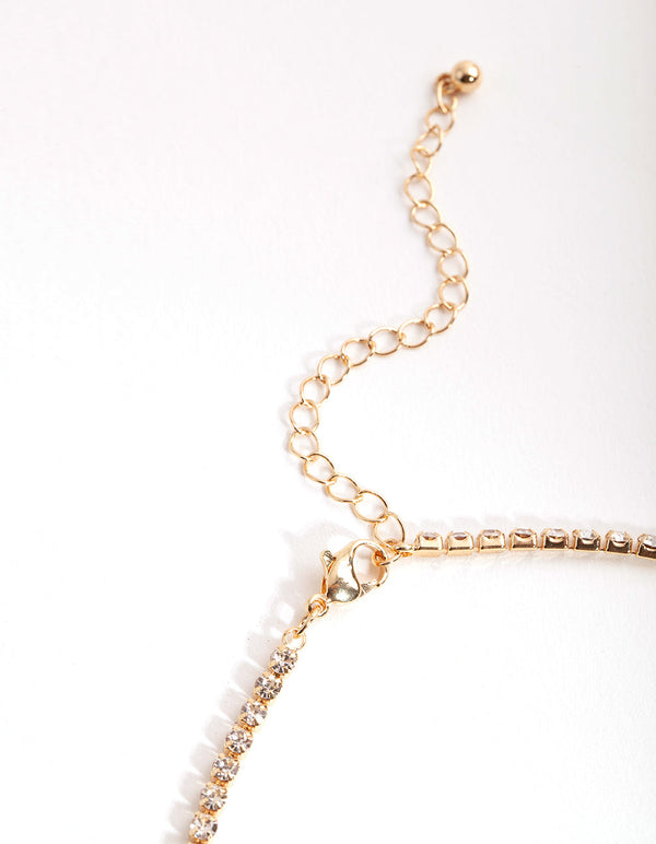 Gold Diamante Butterfly Choker Necklace