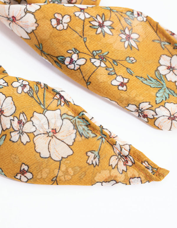 Mustard Floral Bandana Hair Scarf