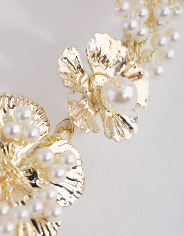 Gold Pearl and Flower Alice Band