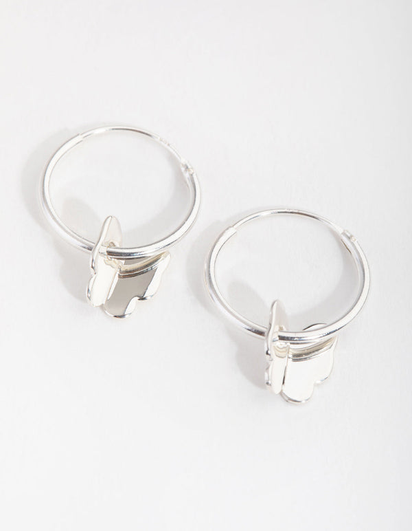 Sterling Silver Butterfly Hoop Earrings