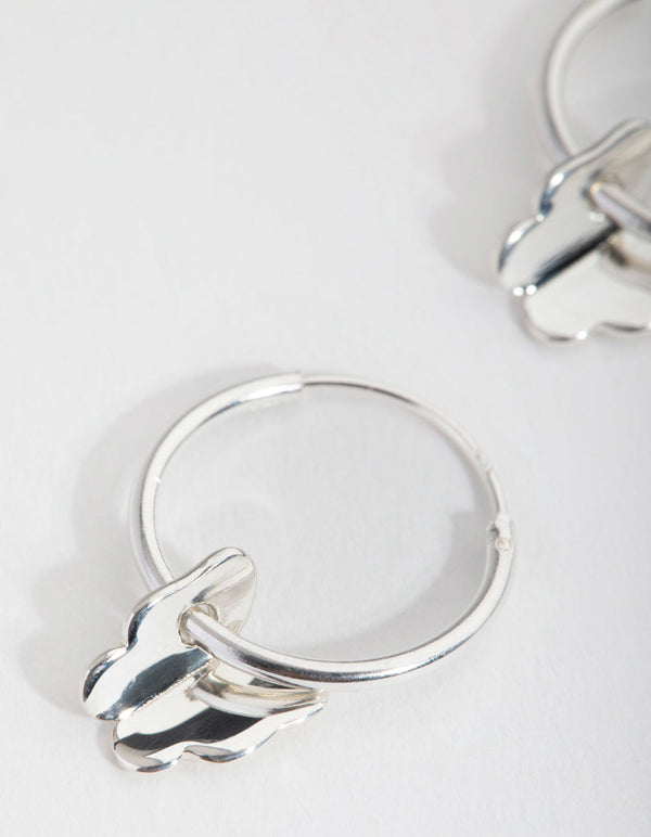 Sterling Silver Butterfly Hoop Earrings
