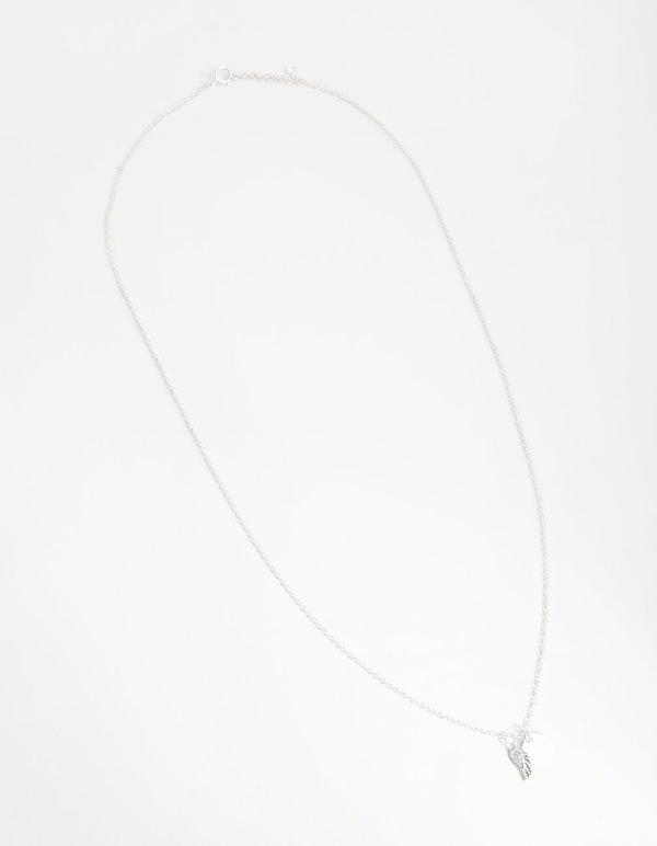 Sterling Silver Angel Wing Disc Necklace