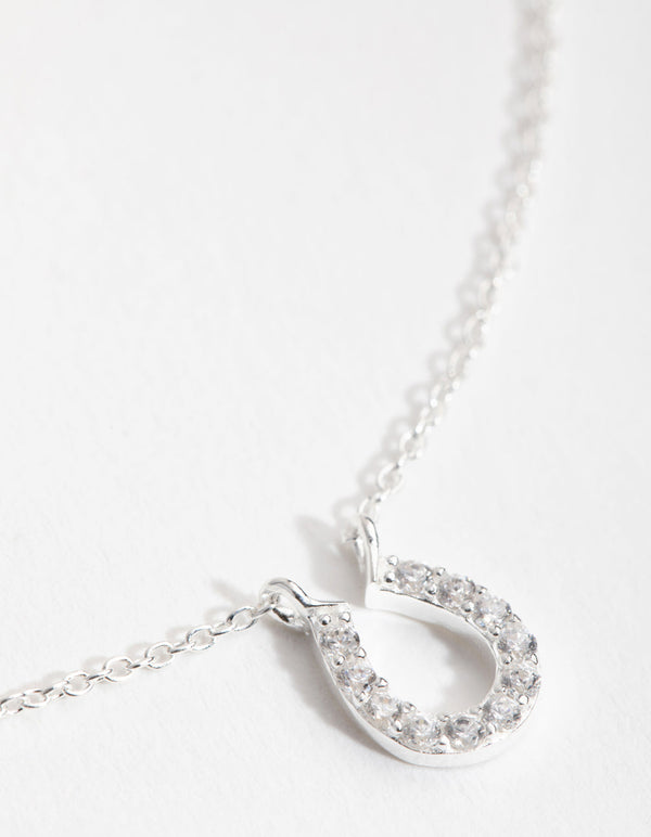 Sterling Silver Mini Pave Horseshoe Necklace