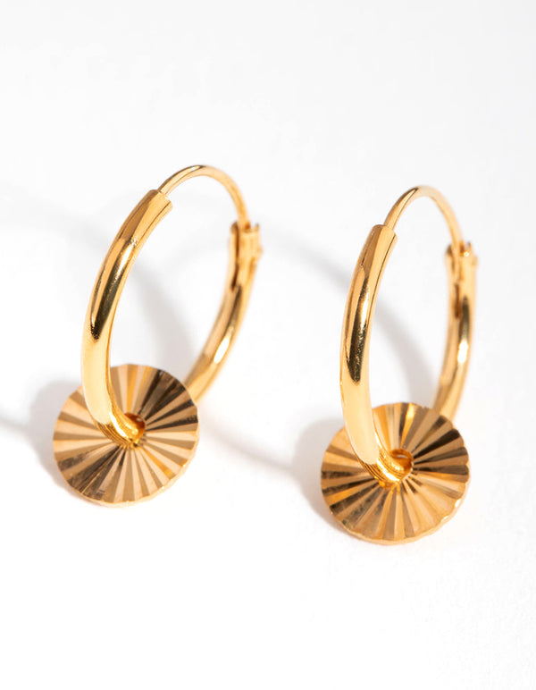 Gold Plated Sterling Silver Sun Thread Hoop Earrings