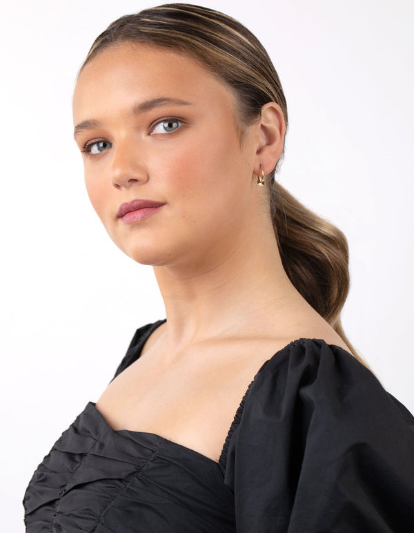 Gold Plated Sterling Silver Sun Thread Hoop Earrings