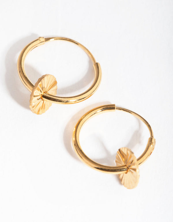 Gold Plated Sterling Silver Sun Thread Hoop Earrings