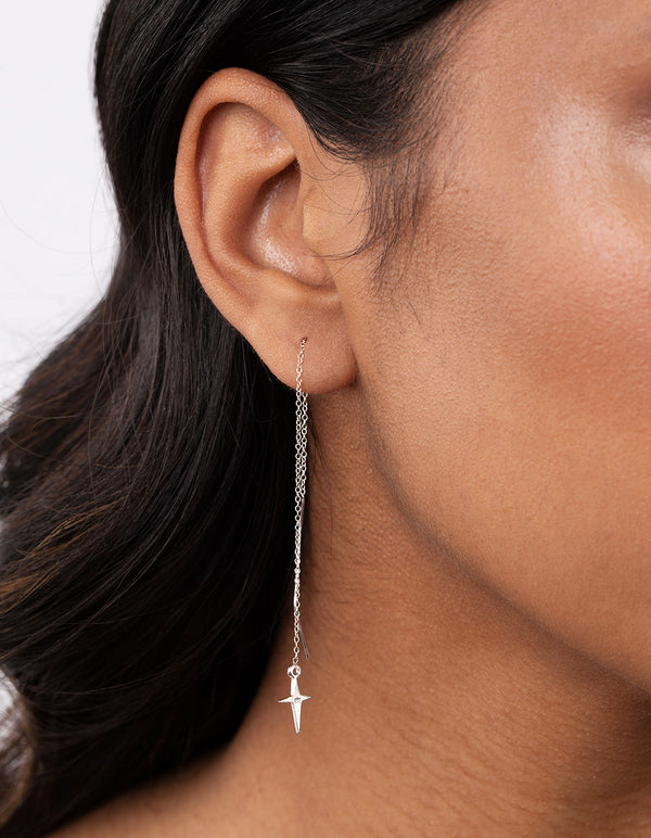 Sterling Silver Cross Thread Earrings