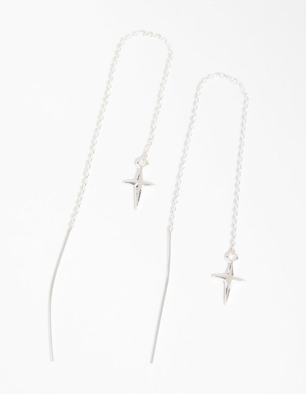 Sterling Silver Cross Thread Earrings