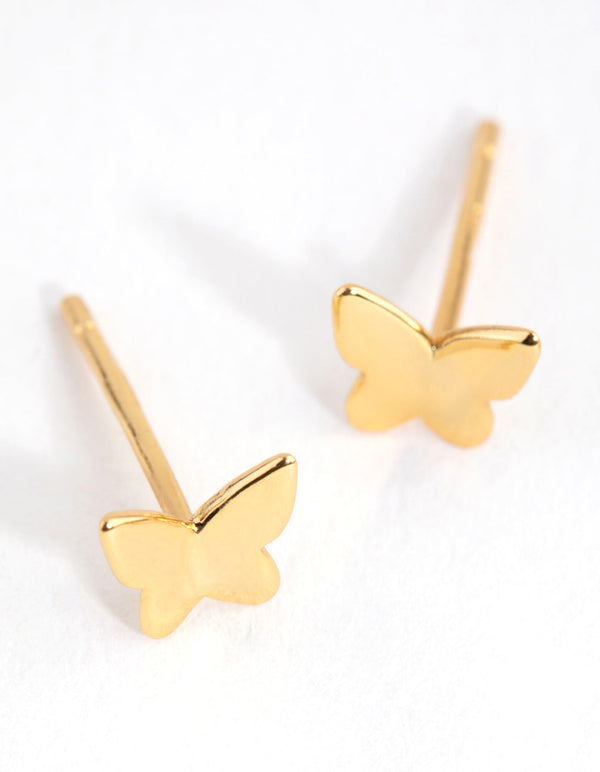 Sterling Silver Gold Butterfly 2-Pack Stud Earring