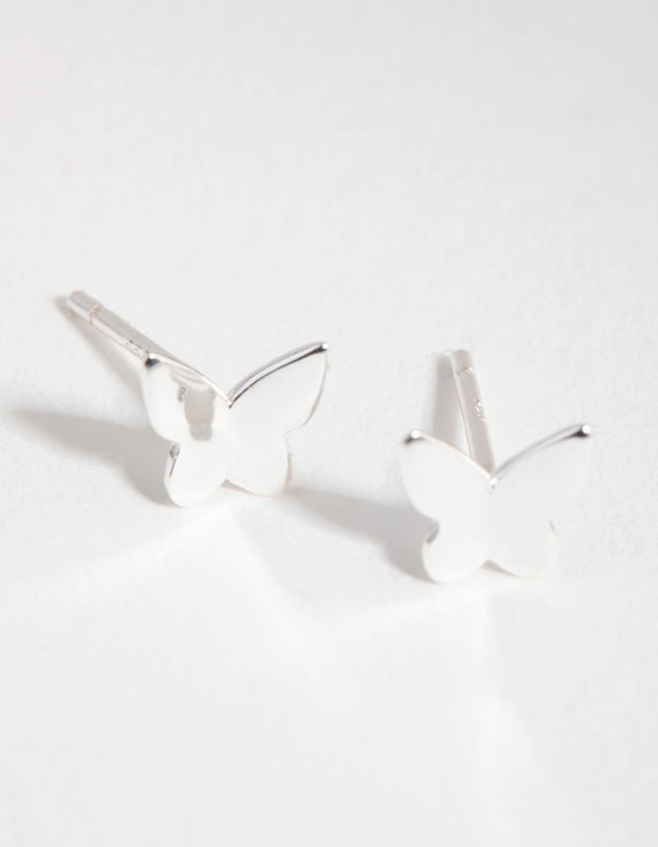 Sterling Silver Cubic Zirconia Butterfly 2-Pack Stud Earring