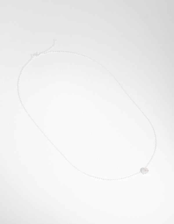 Sterling Silver Cubic Zirconia Pave Disc Necklace