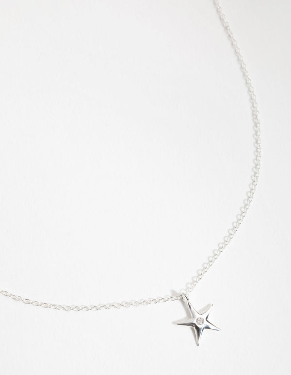 Sterling Silver Diamante Starfish Necklace